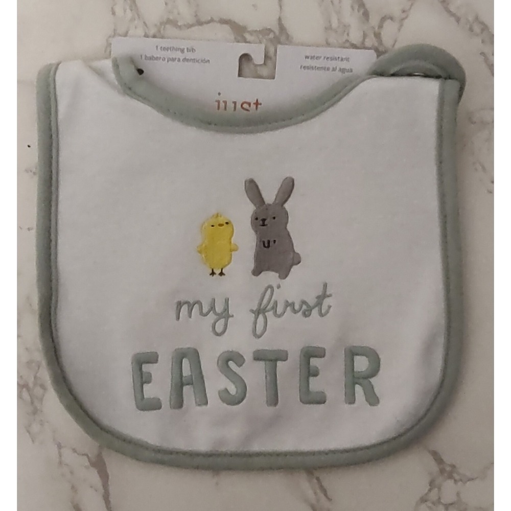 Baby My First Easter Bib Just One You Made by Carter's White Teething Bib NEW A2